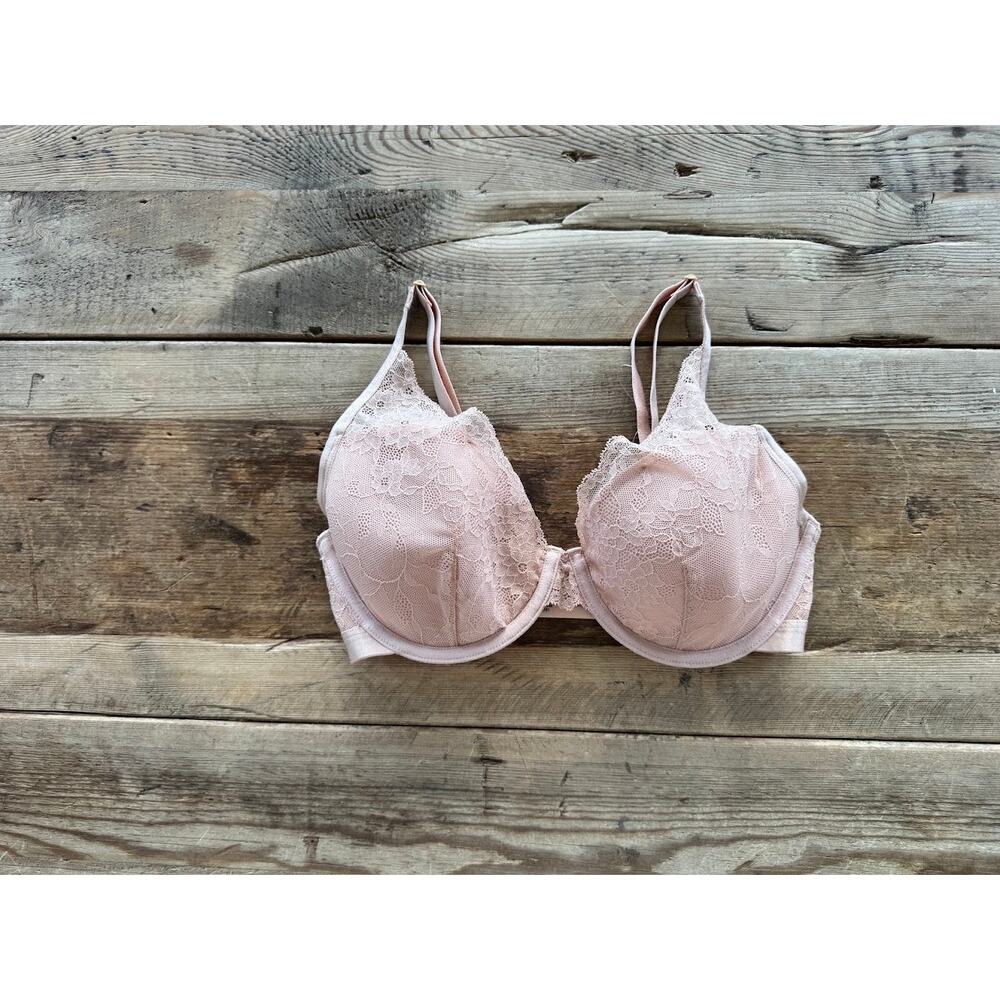 SOMA Hush Beige 32D Lightest Lift Lace Plunge Underwire Bra